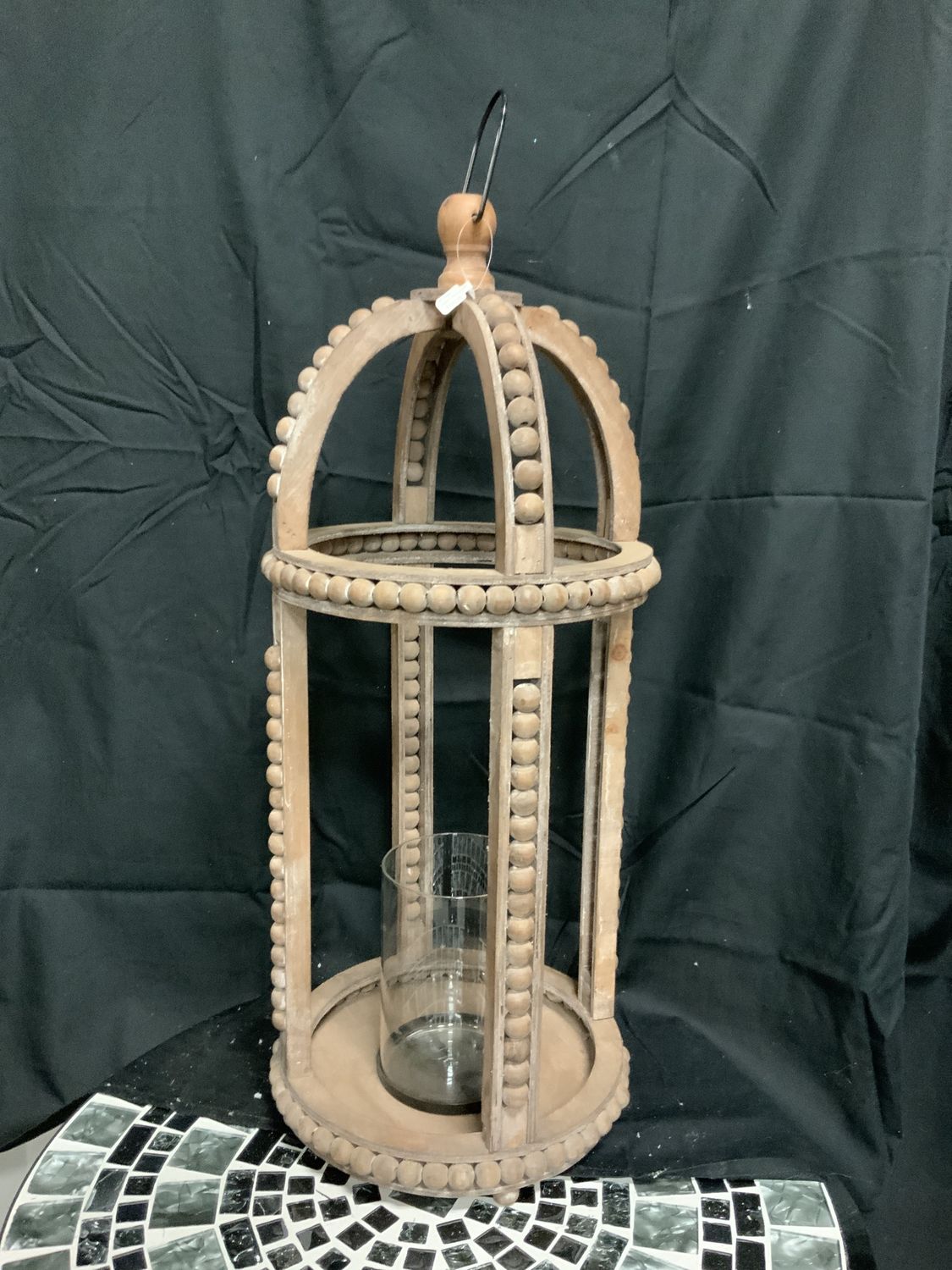 Lantern, Blessing Beads 29" wood