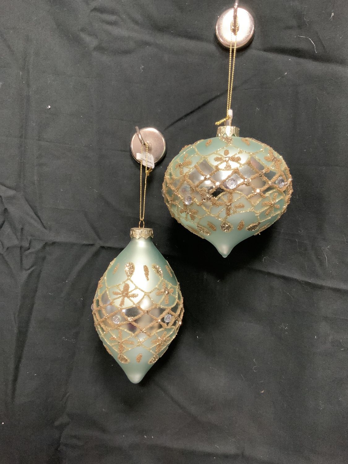 Ornament, Aqua/Gold Mesh 2 asst 4-6"
