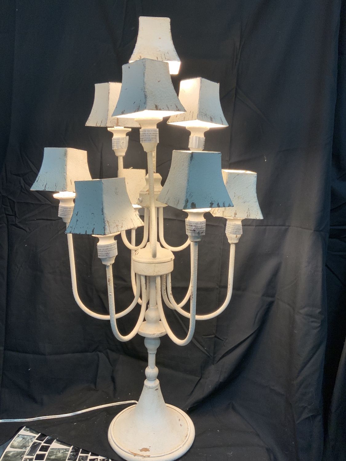 Table Lamp, Metal Sq Shades 10 bulbs