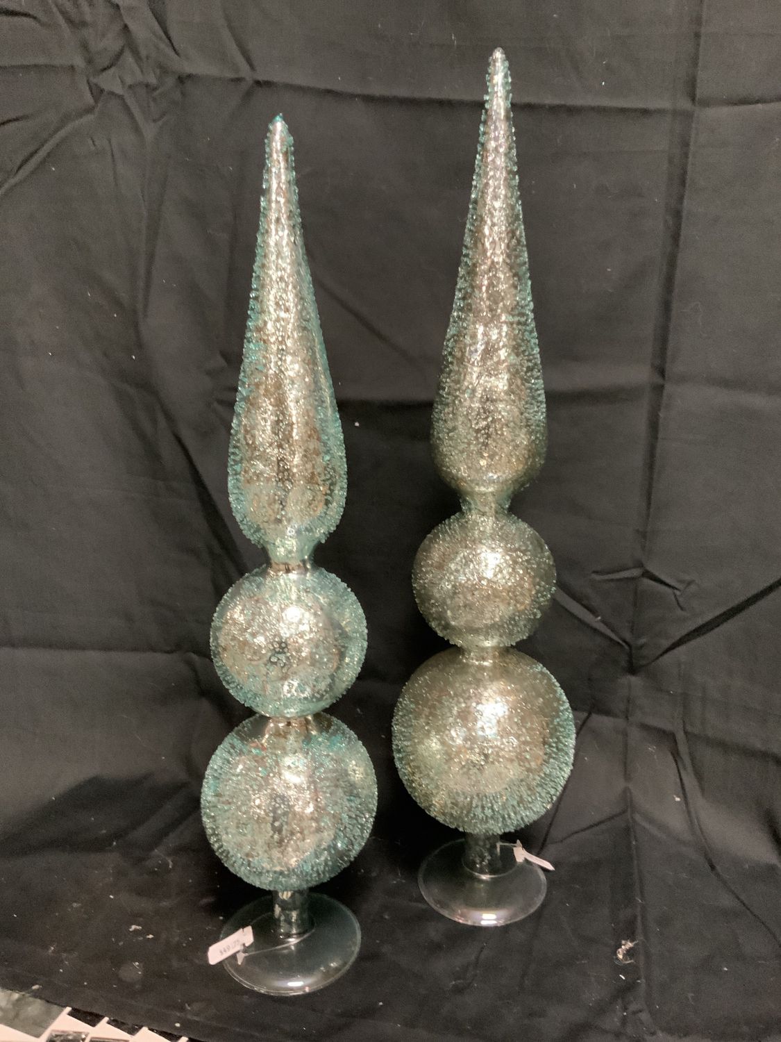 Finials, Mercury/Seed Beads 2 sz Blue