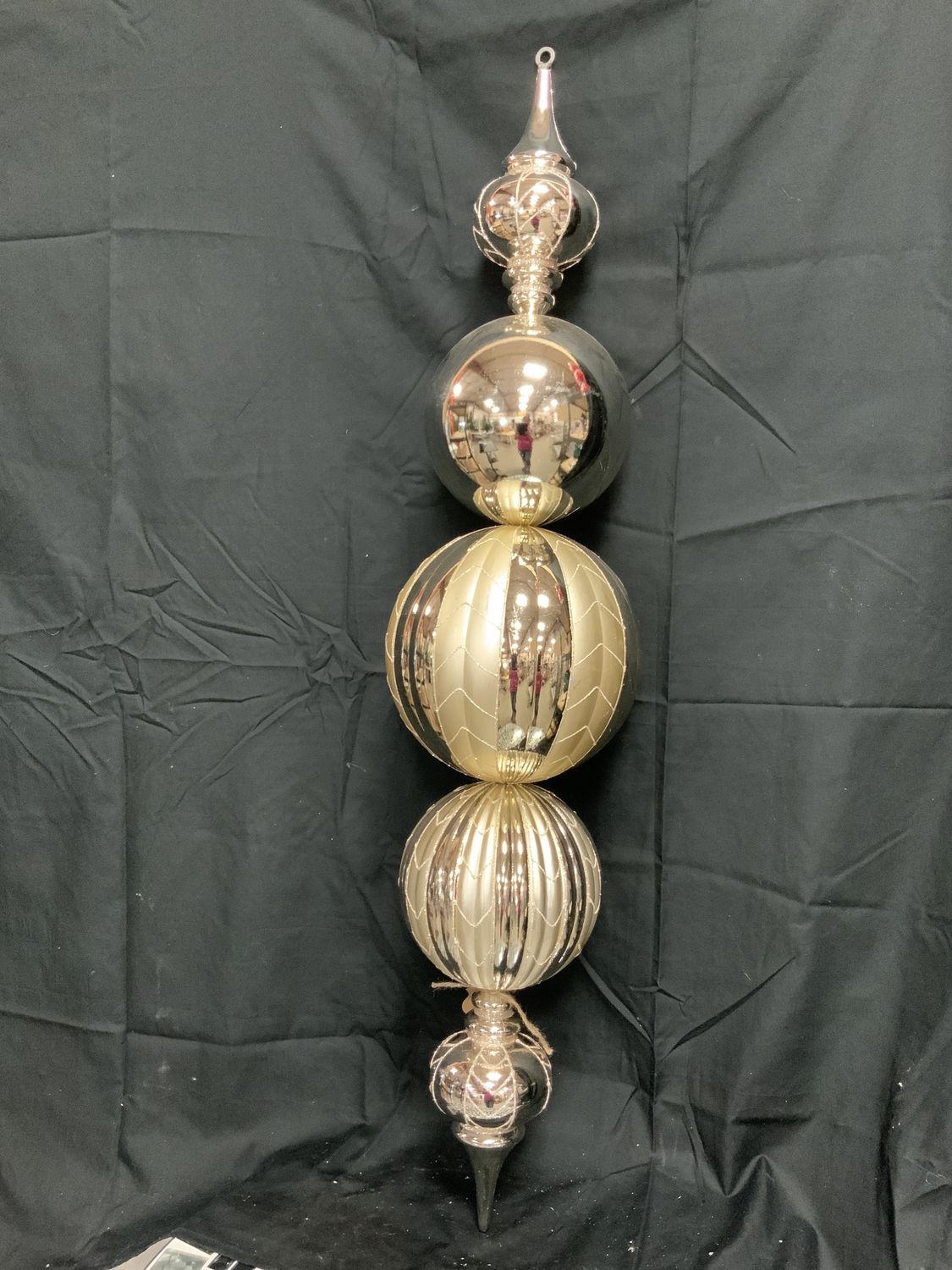 Finial, Ridged Ball 43" Gold