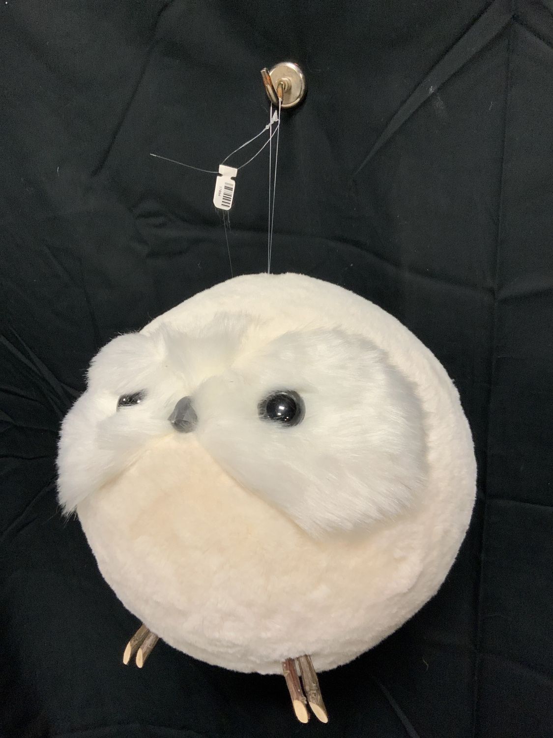 Ornament, Chenille Owl 10" white