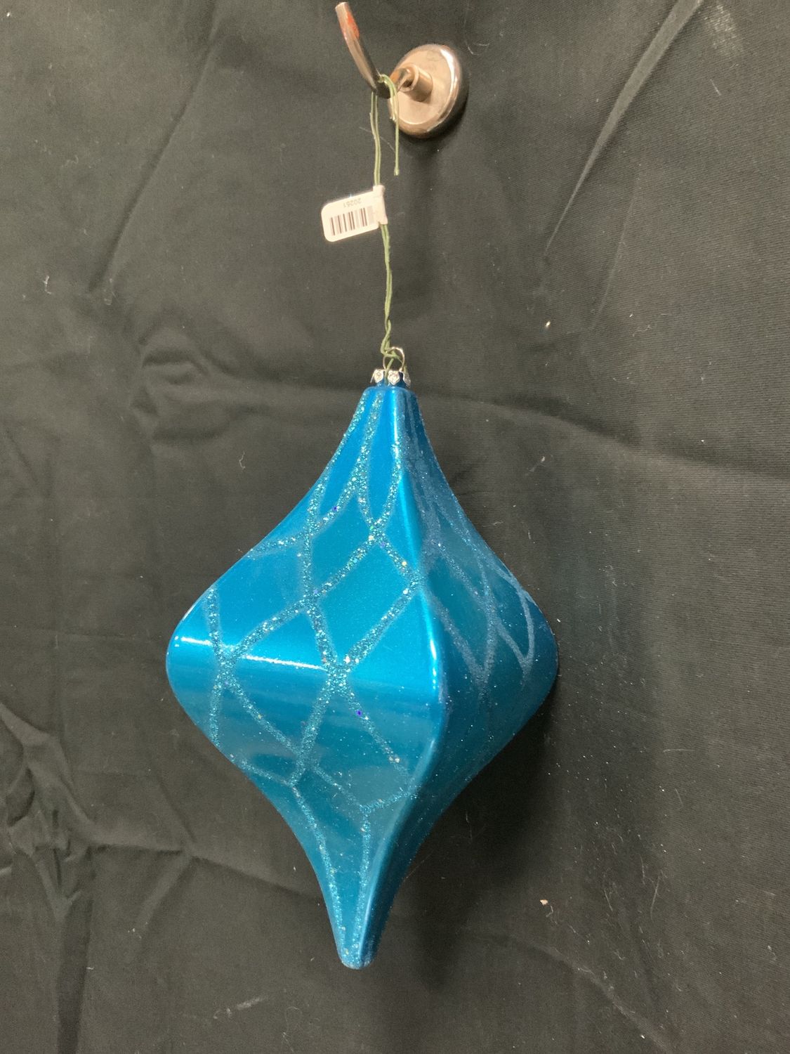Ornament, Net Drop 8" Turq gltr