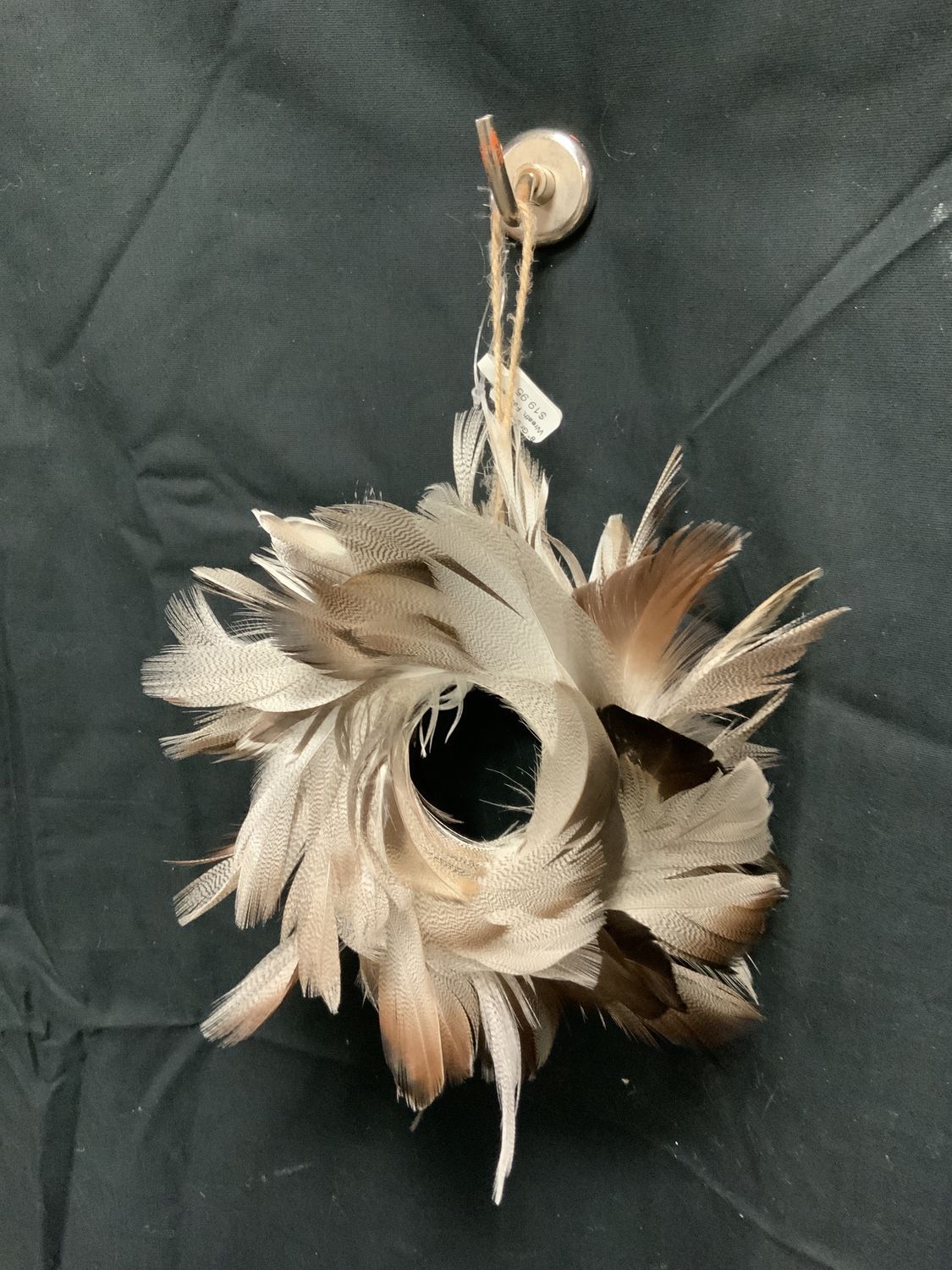 Wreath, Feather 8" Gr,Brw,Bl