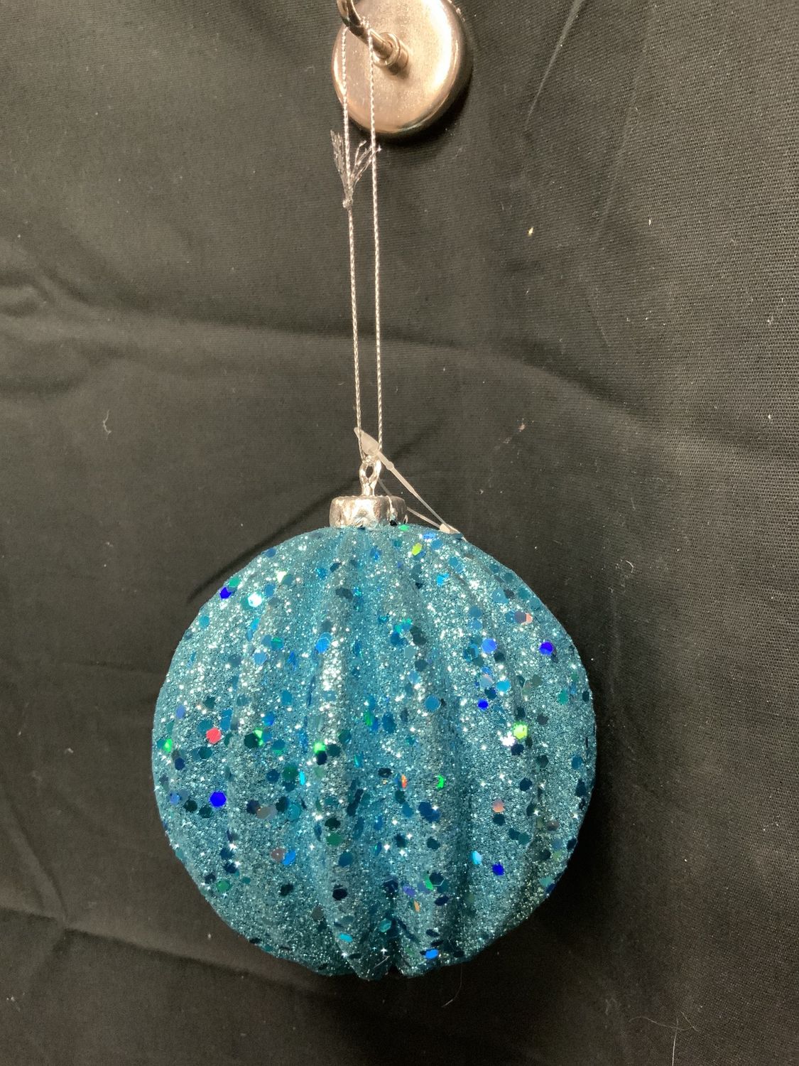 Ornament, Ridged Ball 4" Blue
