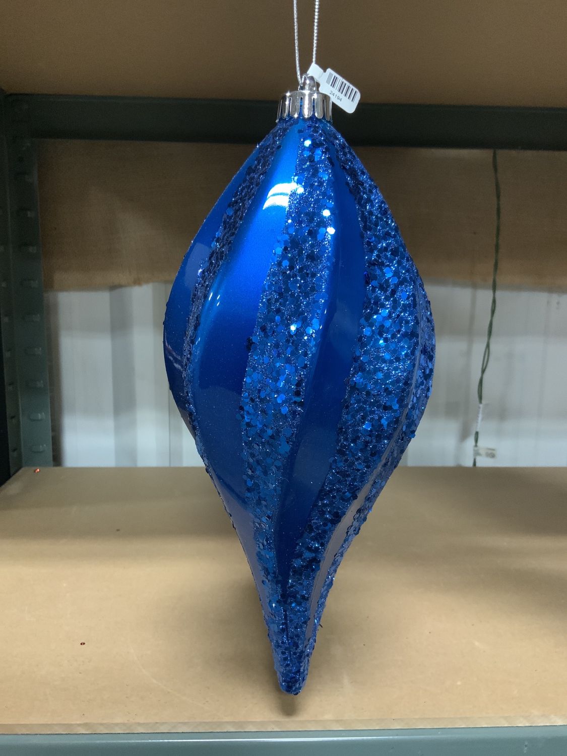 Ornament, Candy Swirl Drop 12" blue