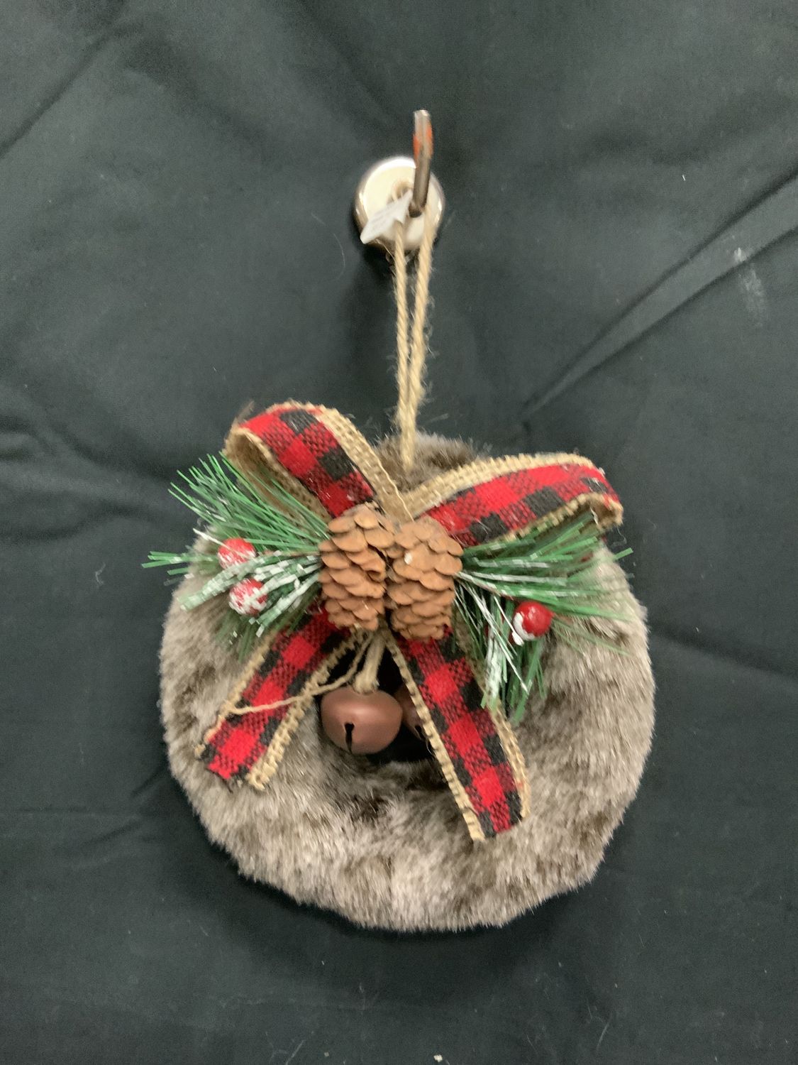 Wreath, Fur Foam plaid ribbon