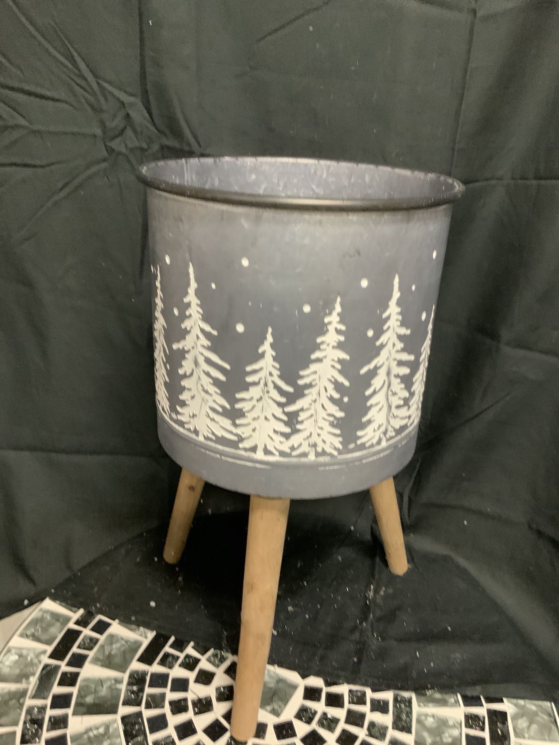 Planter, Galvanized White Tree 2 sizes