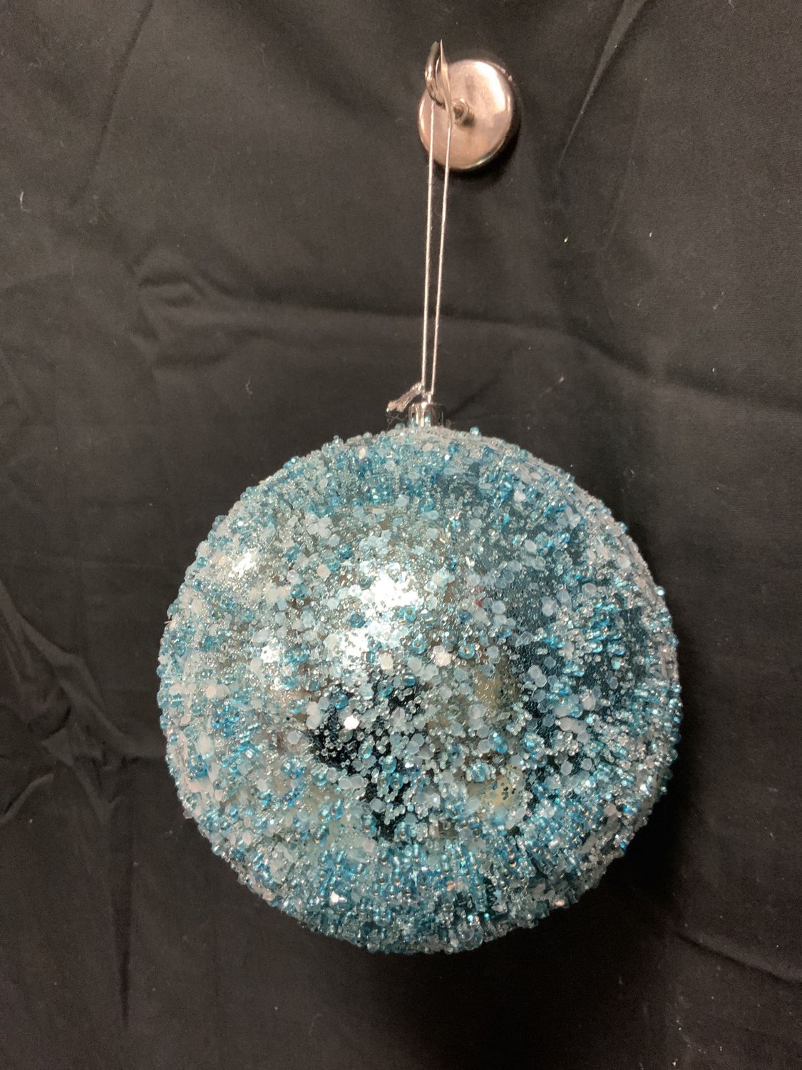 Ornament, Iced Metallic Blue 6"