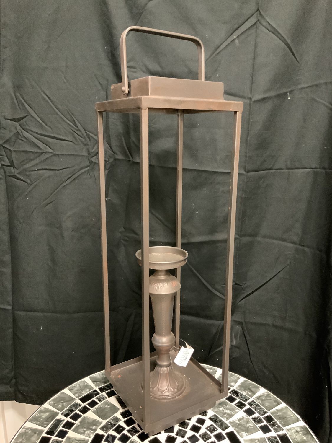 Candle Holder, Iron/Glass 8x26.25"