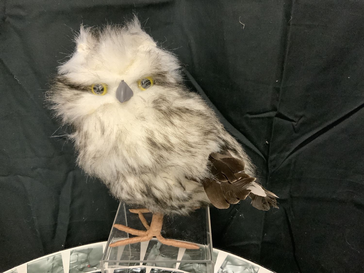 Owl, Streaked Fur Brown/Wht 2 asst stand