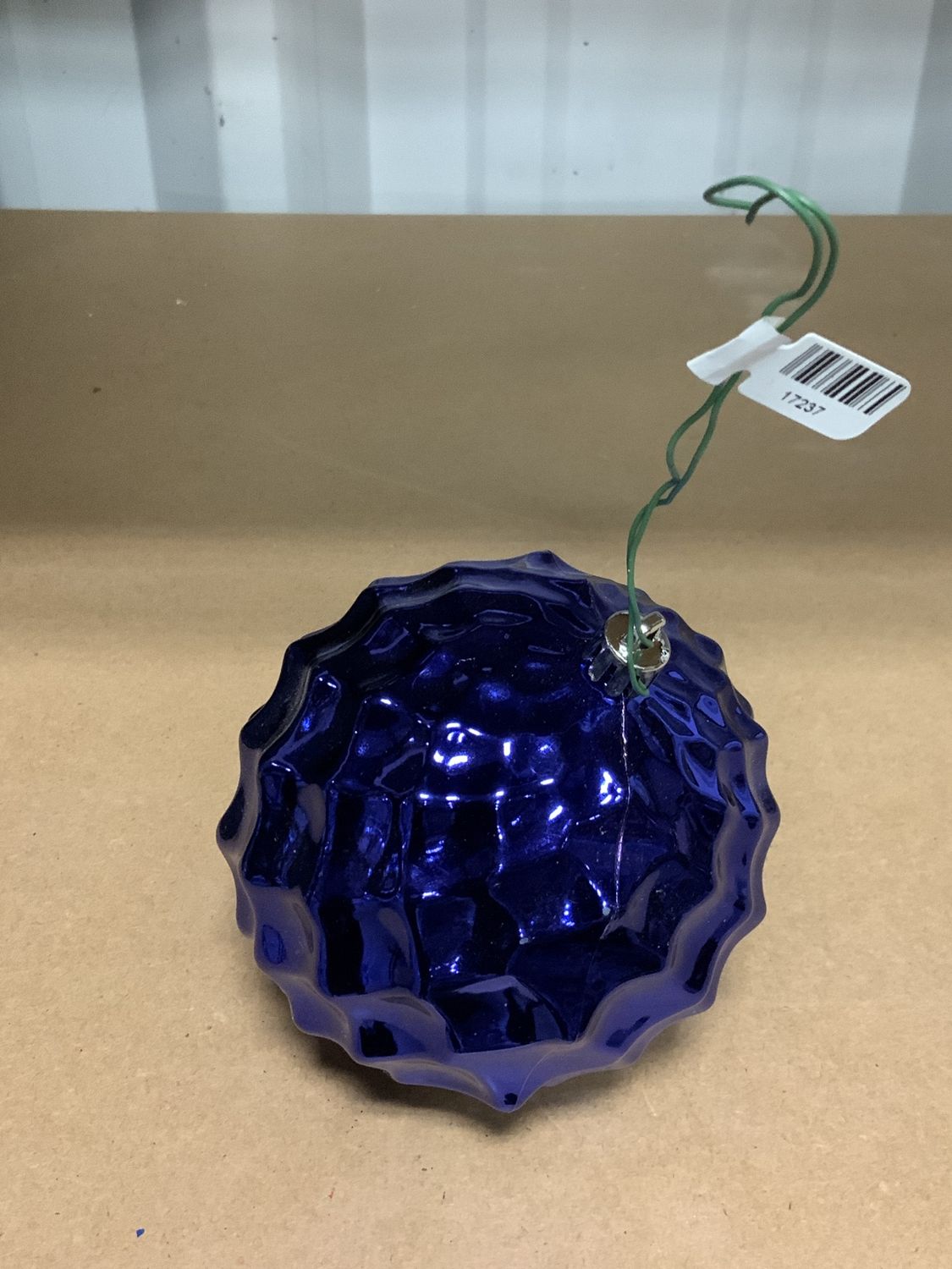 Ornament, Diamond Bauble 4" cobalt bl