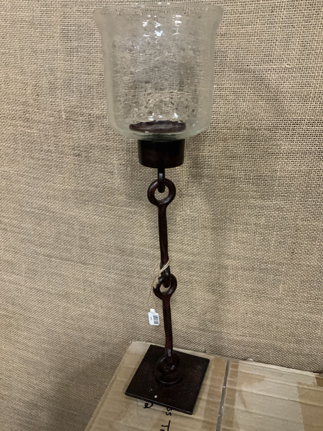 Candle Holder, Looped Iron LG BrwnMetal
