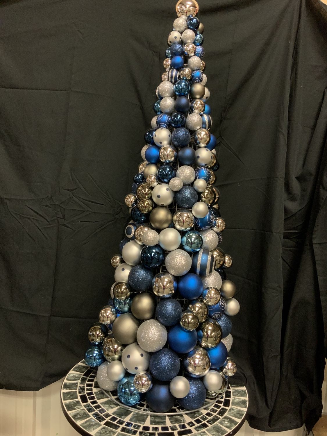 Tree, Blue/Pewter Bauble Tree 48"