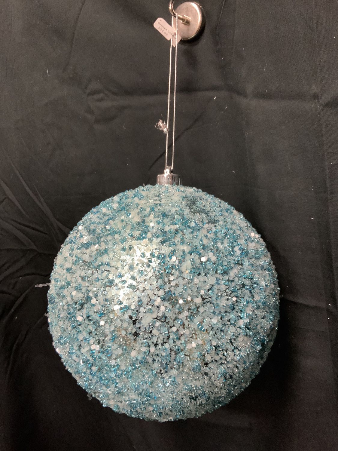 Ornament, Iced Blue Metallic 8"