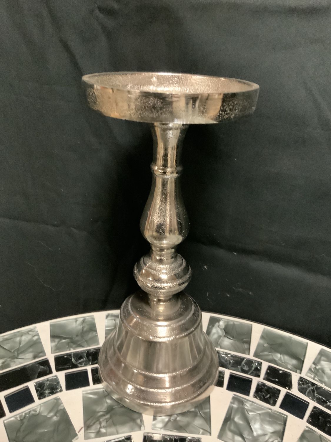 Candle Holder, Aluminum 10" Nickel