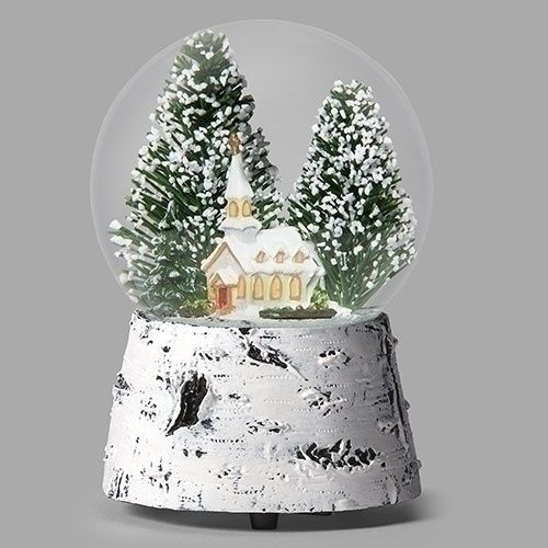 Snow Globe, Musical Church Tree 5.5"
