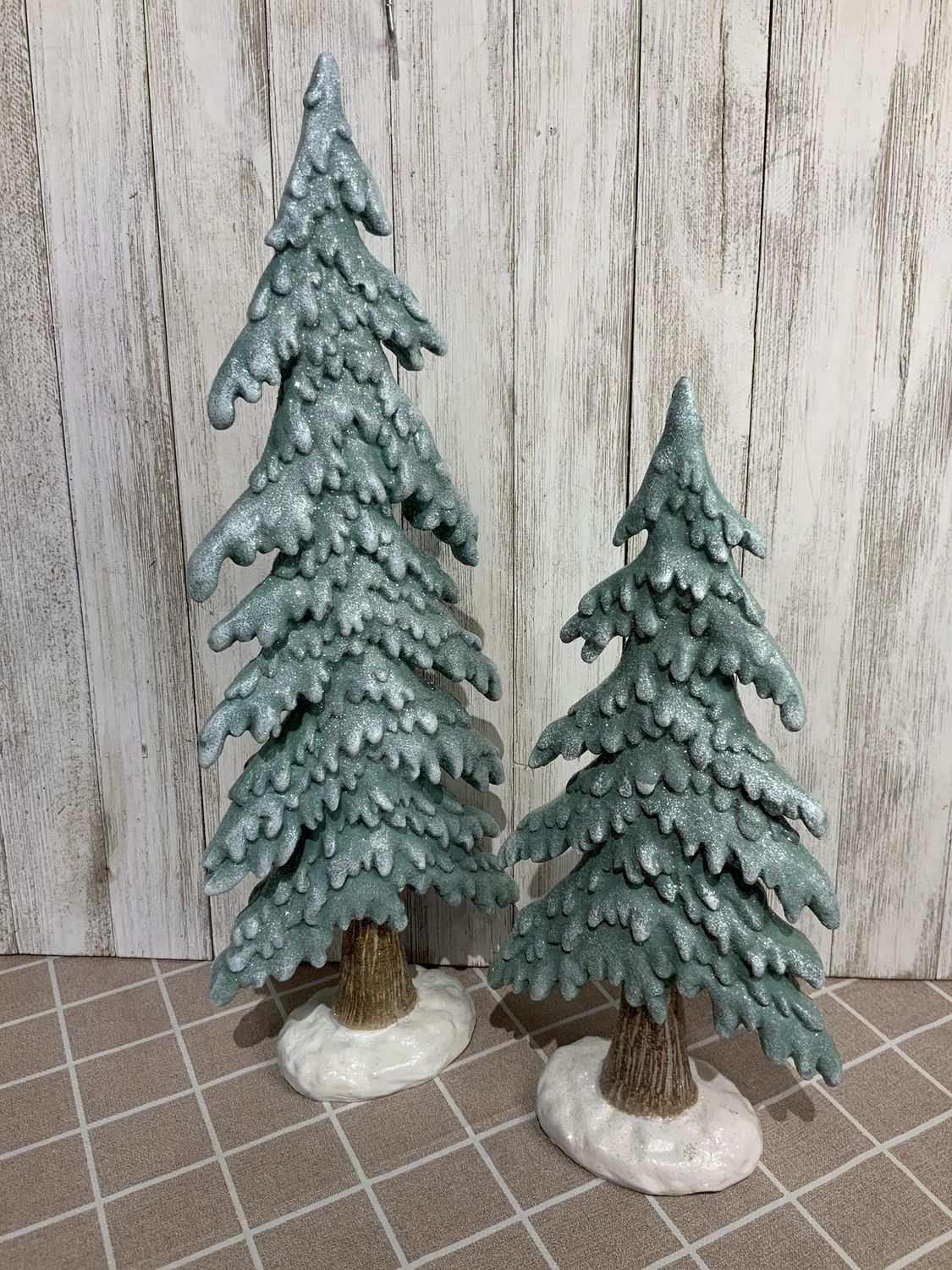 Tree, Sage Green Weeping 12" 16" Set/2