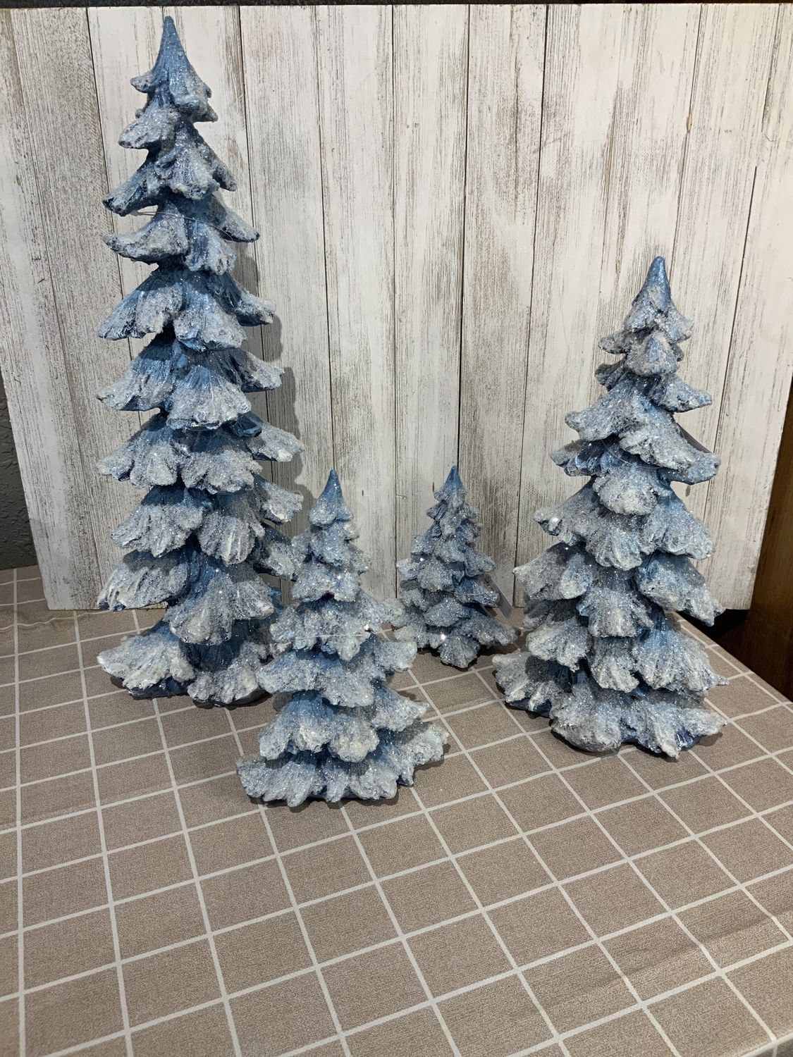 Tree, Frosted Dk Blue Set/4 6" 9" 13" 17"