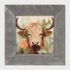 Picture, Brown/White Highland Cow Flowers
