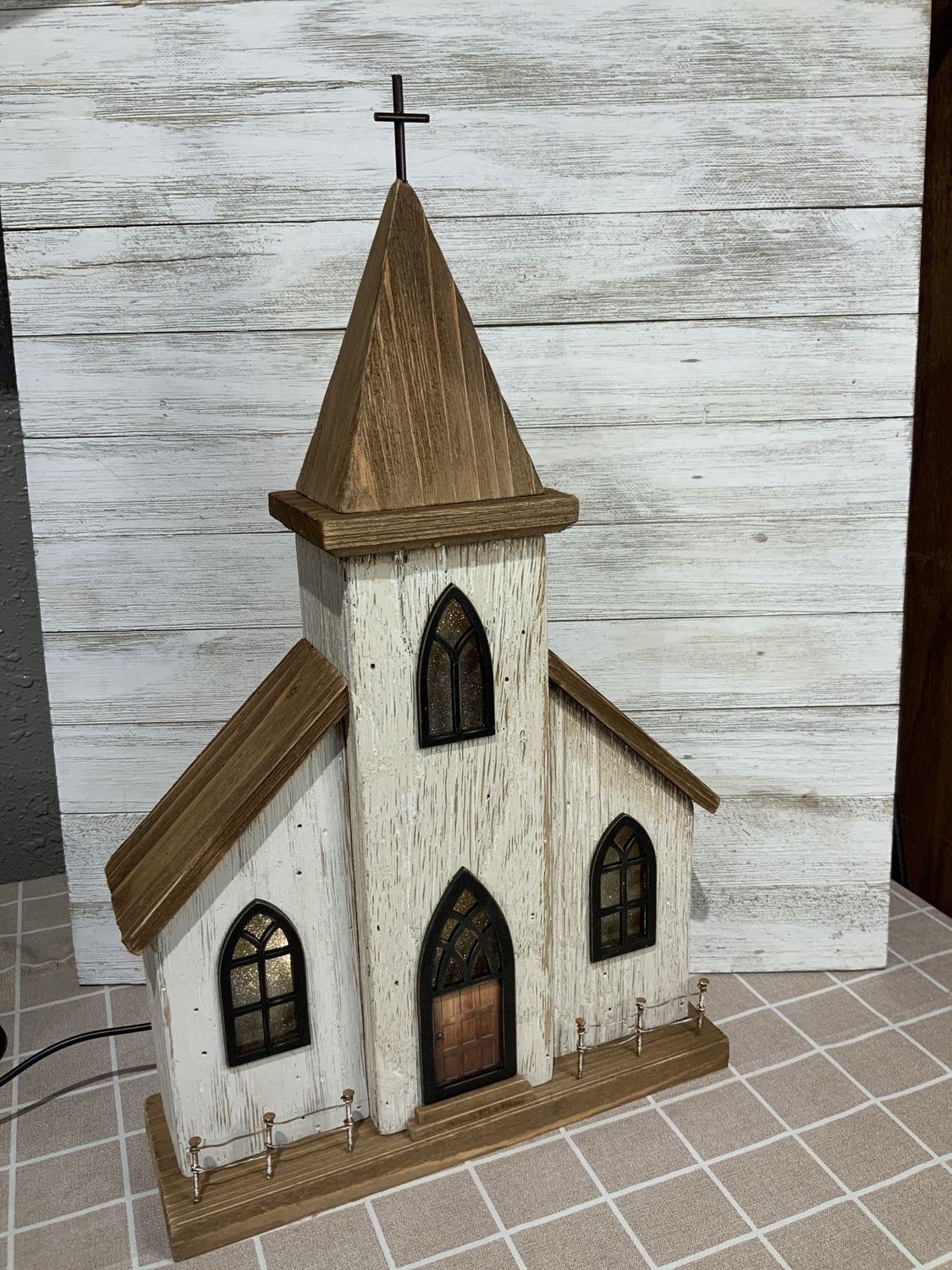 Church, Wood/Iron 10"x17" w/Cord