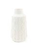 Ceramic Vase, White Leaf Engraved  8.5"