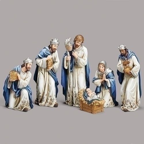 Nativity, Navy Sparkle Gems 8.2&quot; 6pc Set
