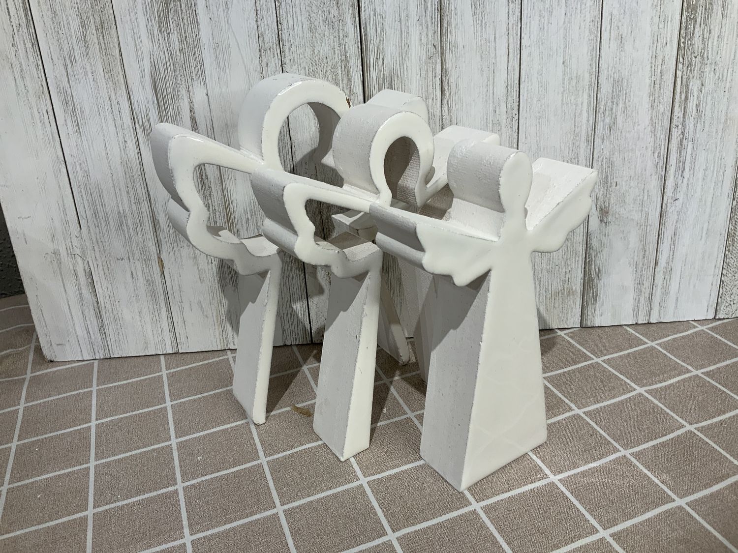 Angel, Triple Puzzle White Wood 8" 3 Pc.