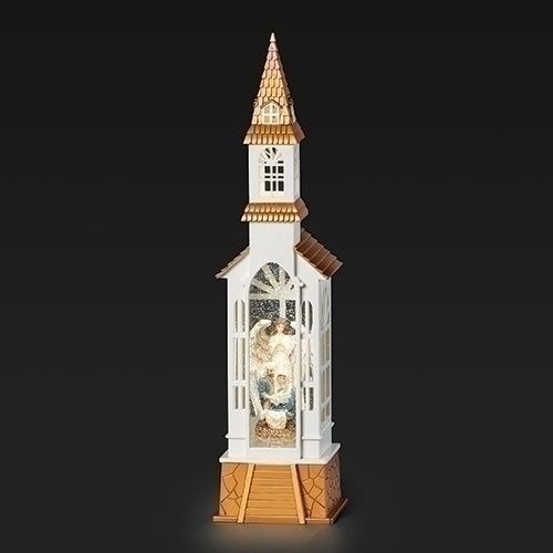 Snow Globe, Gold/White Church18" w/Cord