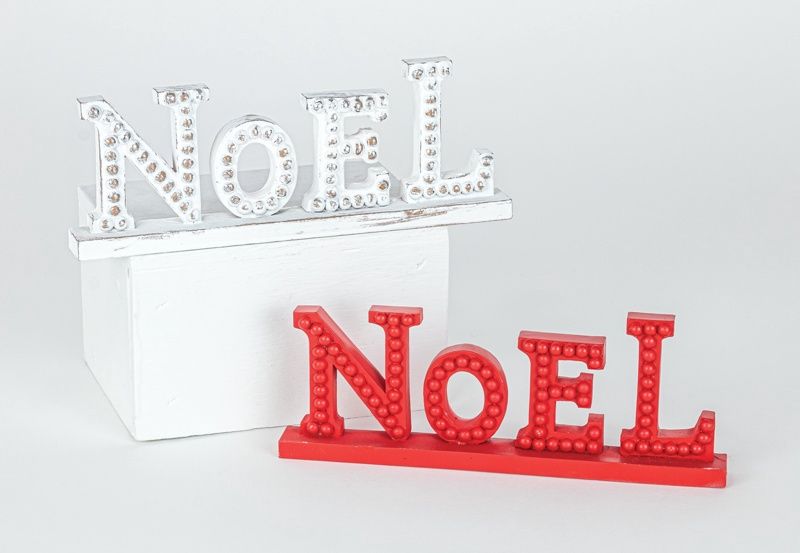 Sign, Noel 2 Asst White/Red Studded