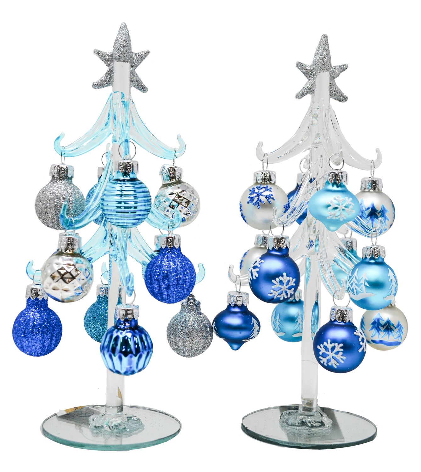Tree, Blue Glass w/Ornaments