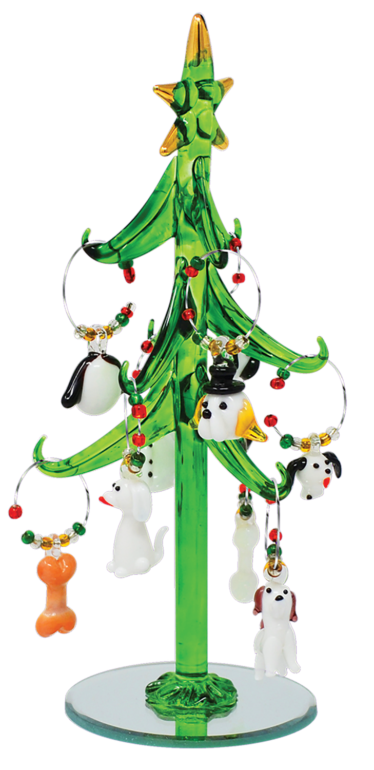 Tree, Glass Wine Dog Charm Glass