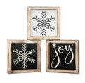 Box Sign, Blk/Wht Mini Winter Wood 6"