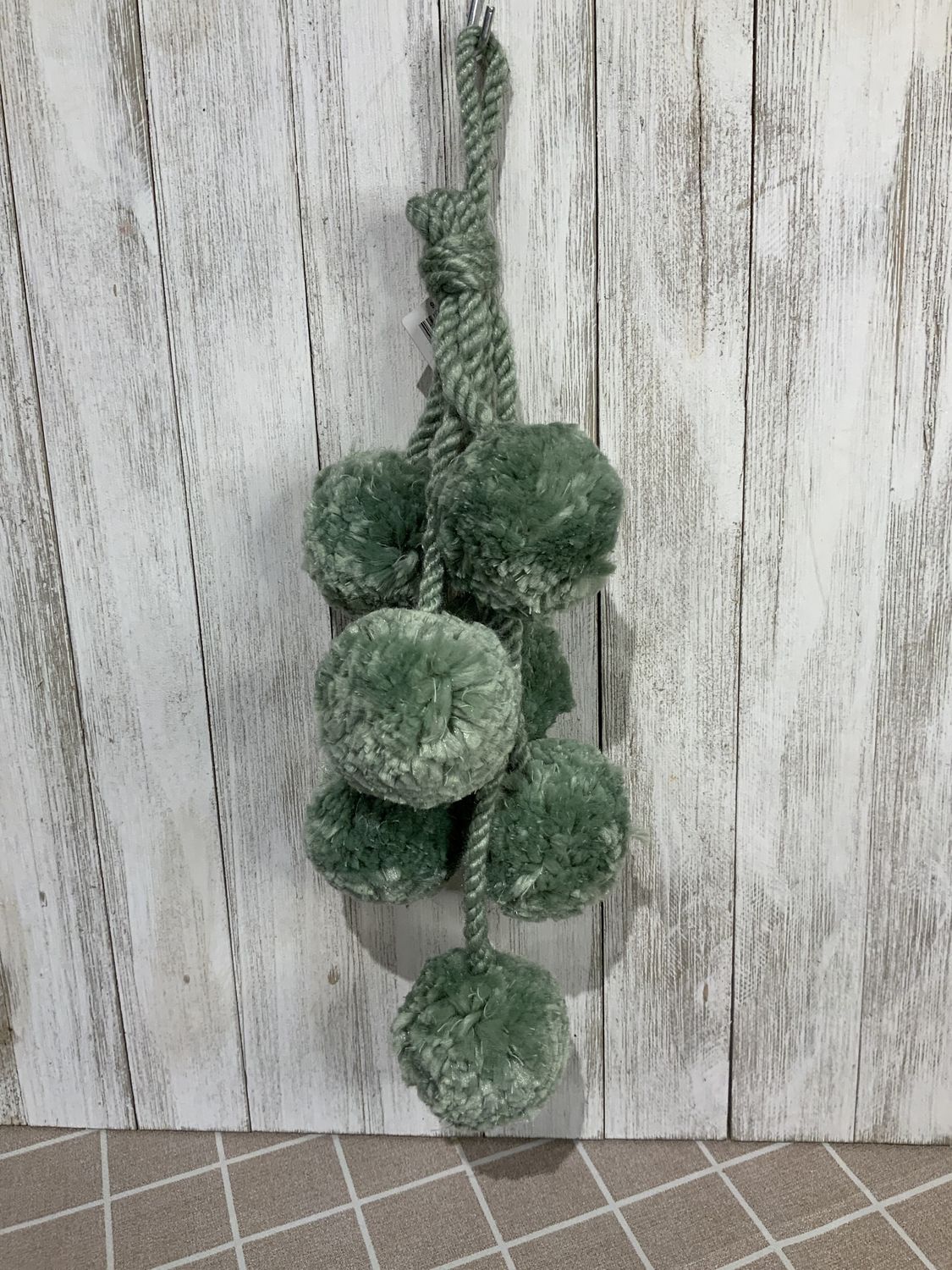Ornament, Sage Green Pom Pom Drop 14"