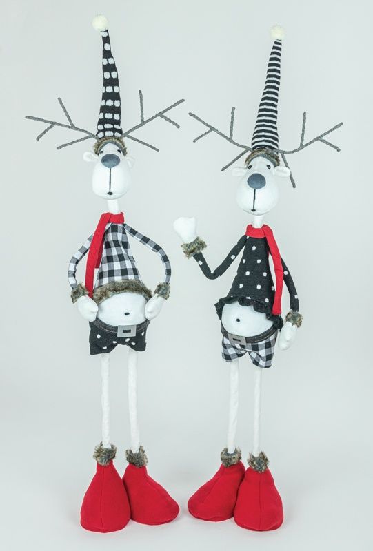Reindeer, Merry Plaid Standing 2 Asst