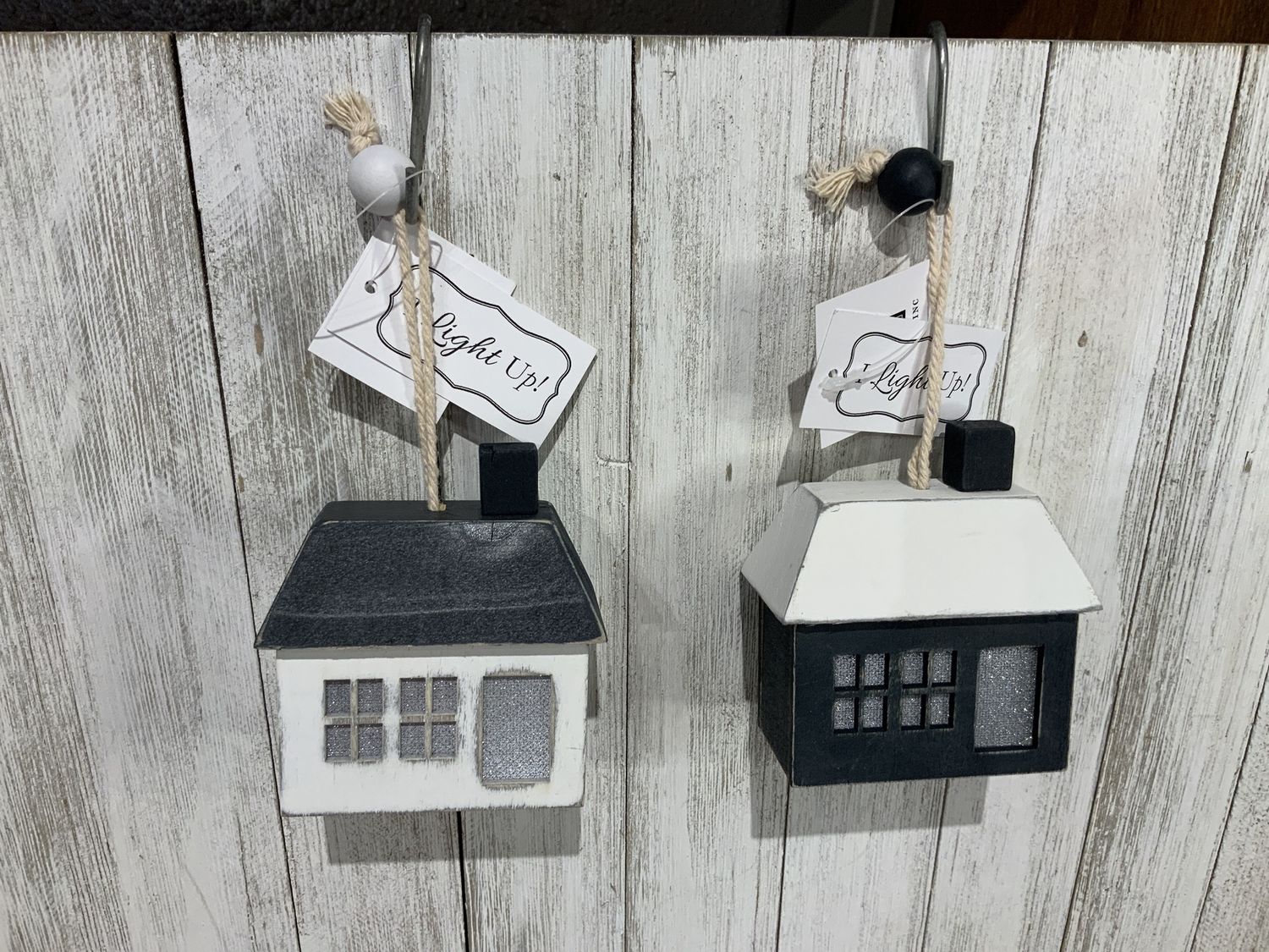 Ornament, Wood Xmas LED House 2 Asst