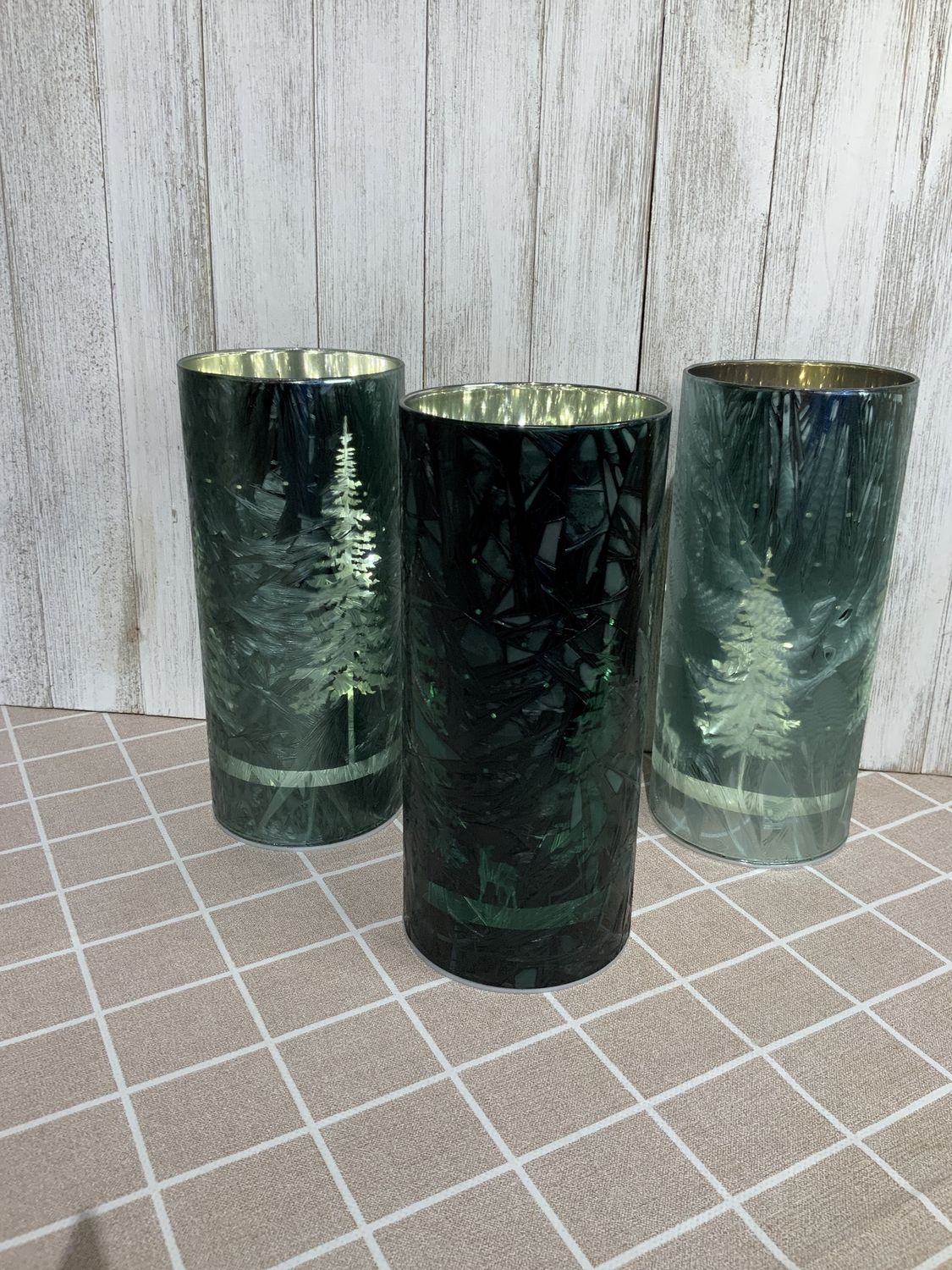 Luminary, Green Frosted Glass 3 Asst 8.5"