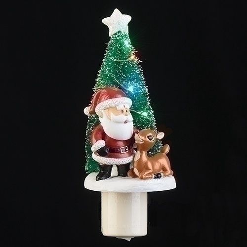 Night Light, Rudolph w/Santa 6.75"