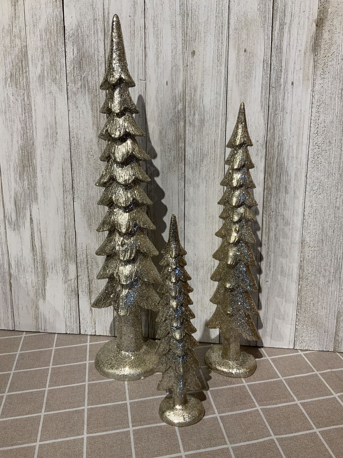 Tree, Glitter Elegance Xmas Set/3 Champagne