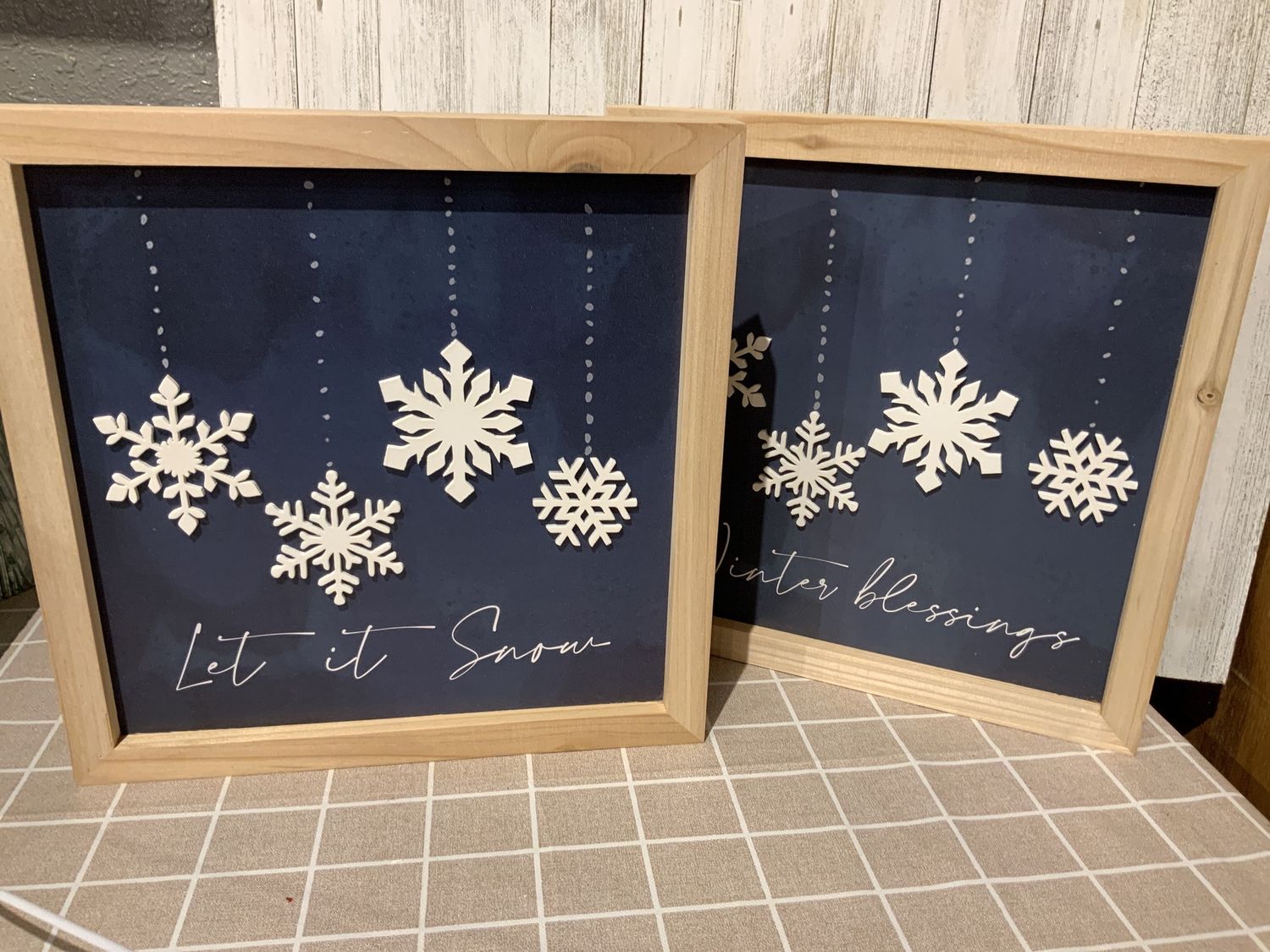Sign, Beaded Snowflake Wood 12" 2 Asst