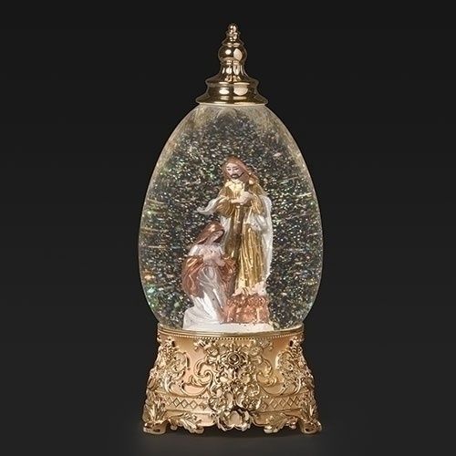 Snow Globe, Holy Family in Egg Shape Dome 11" w/Cord
