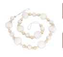 Garland, White/Tan Bead Garland 48"