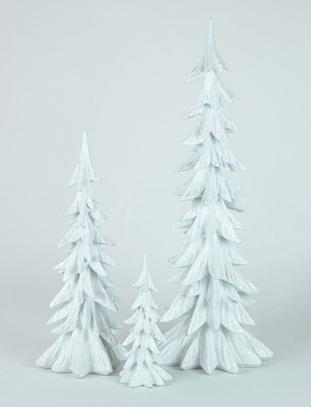 Tree, Snowy White Set/3 24" 18" 10"