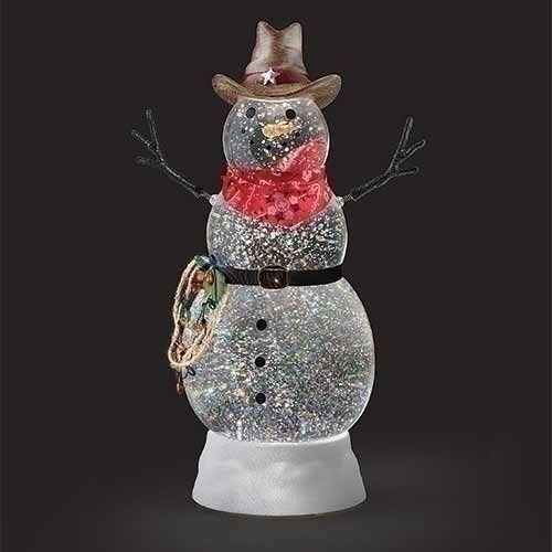 Snow Globe, Cowboy Snowman 10" cord