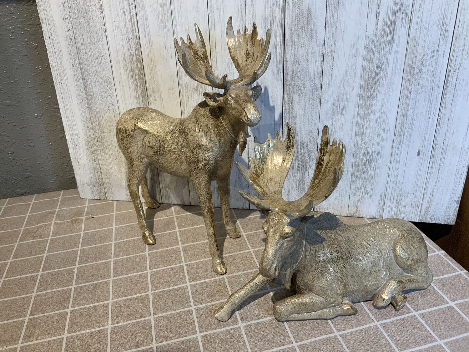 Moose, Gold Finish Set/2 7" 11" Sitting/Standing