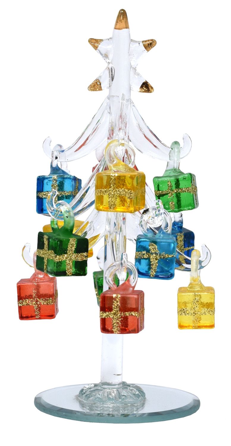 Tree, Glass Gift Box Ornament Clear