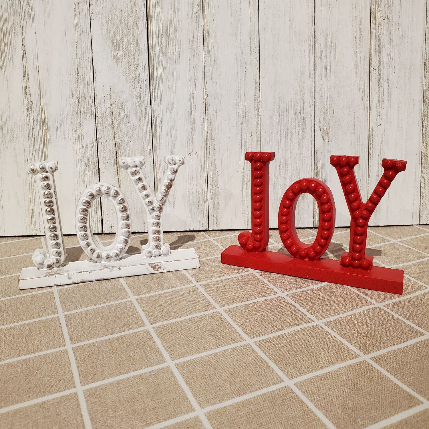 Sign, Joy Asst 2 Red/White Studded