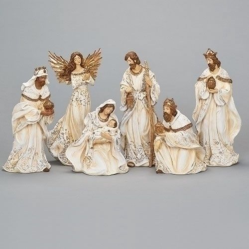 Nativity, 12&quot; Cream w/Gold Accents 6pc