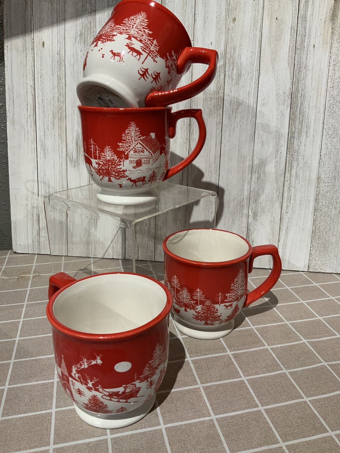 Mug, Dolomite Toile Red/Wht Xmas Scene