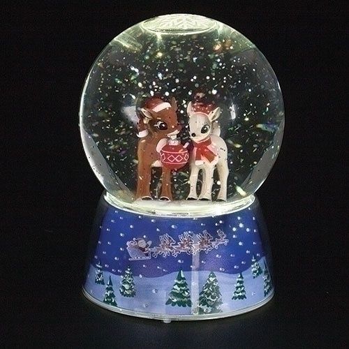 Snow Globe, Rudolph/Clarice LED 6" Musical w/Cord